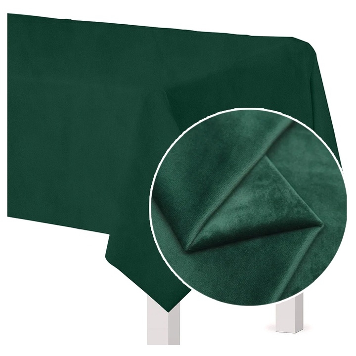 Obrus mat, Meble od Nowa, velur verde sticla, 140x240cm, fara necesitate de calcare