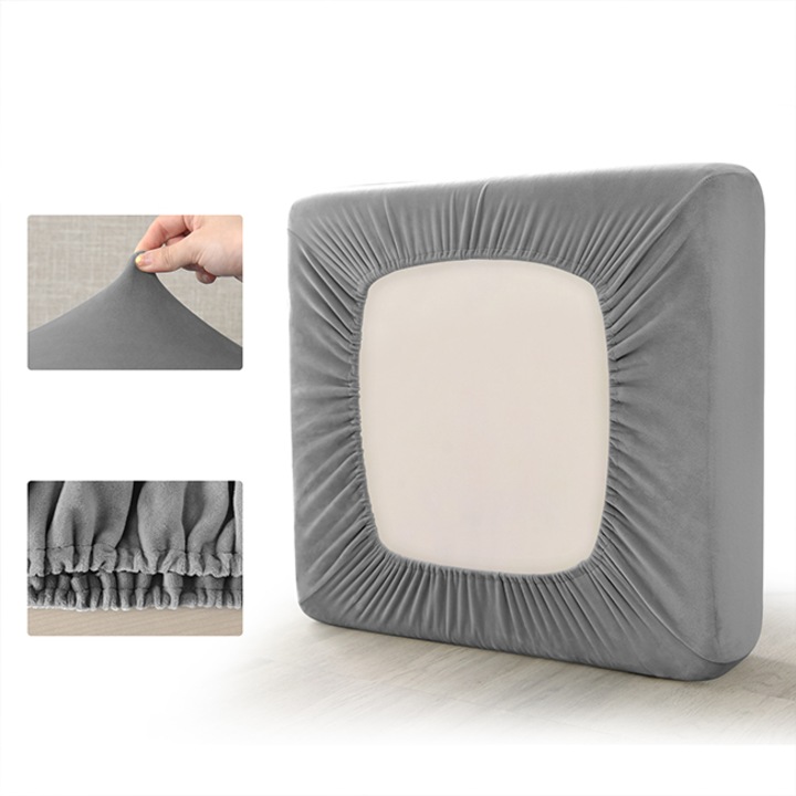 Husa pentru canapea, Meble OdNowa, Velur, Gri inchis, 100-125cm