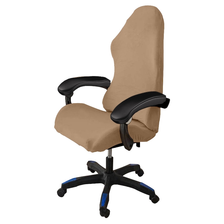 Husa elastica pentru scaun gaming, Meble OdNowa, velur, culoare camel