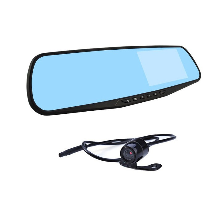 Автомобилен DVR камера CMC Dual 001, Full HD, 170 градуса ъгъл на снимане, огледало, Dual Cam, G сензор