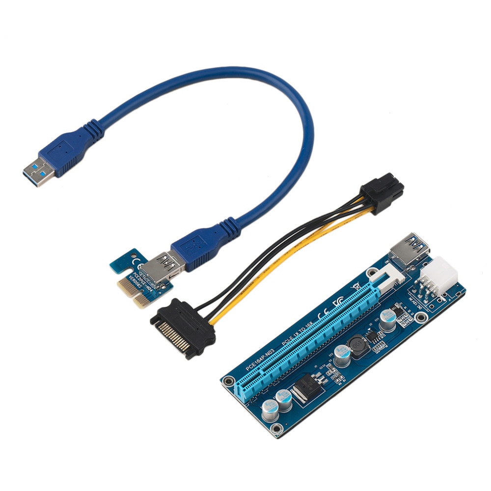 Card Riser pentru mining PCIE x1-x16, 006c, cablu PCIE 6pin - SATA ...
