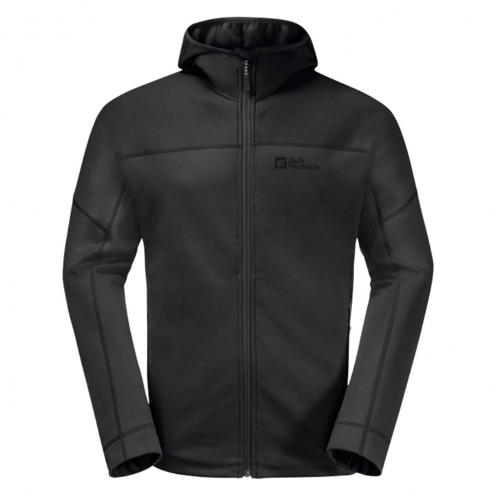 Jacheta sport barbati, Jack Wolfskin, fleece, negru, poliester