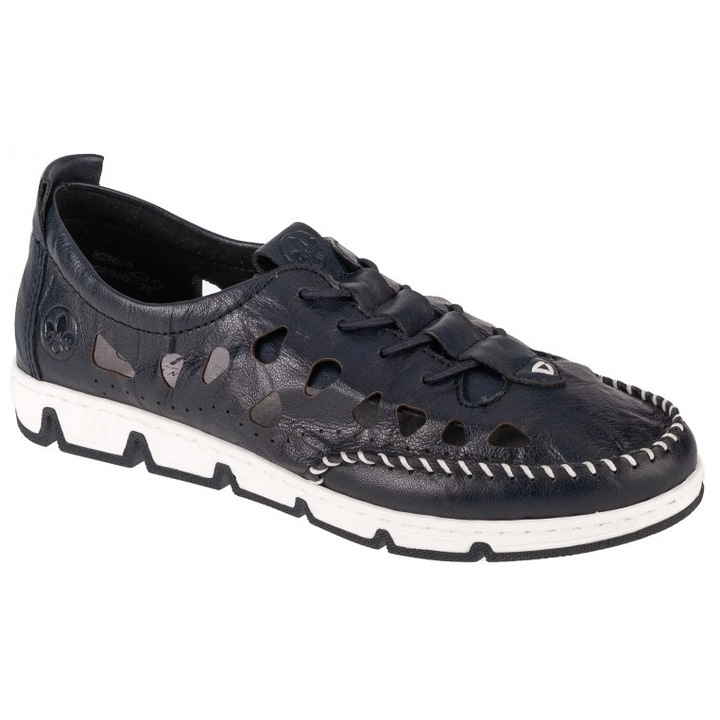 Дамски обувки Rieker, естествена кожа, ниска подметка, черни