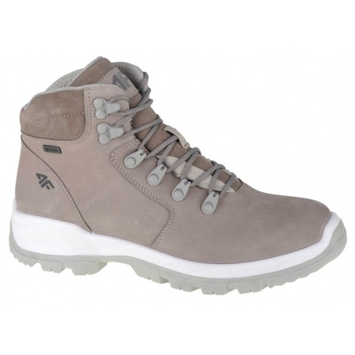 Ghete Trekking Dama, 4F, OBDH253 26S, Marime 38, Gri Khaki, Pentru Toamna Iarna, Stilati, Confortabili, Talpa Durabila, Sosete Cadou Incluse, Ideali Pentru Drumetii, Design Ergonomic