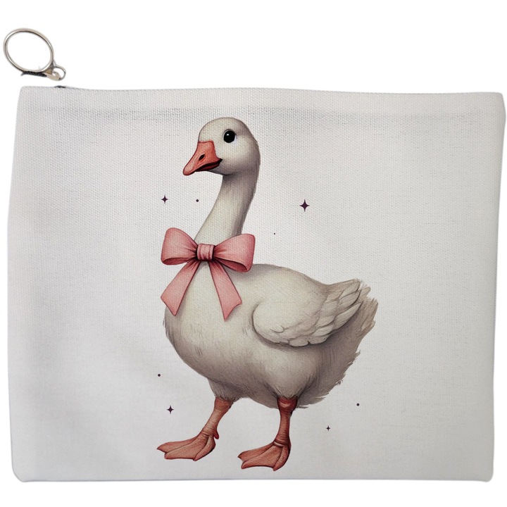 Portfard Cosmetice tip Plic Silly Goose 8, 23x18 cm, Alb, BEKZ®