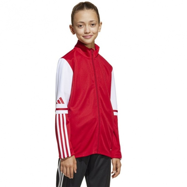 Adidas Squadra 25 Jr gyermek sportpulóver, poliészter, fehér/piros