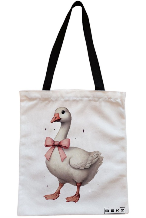 Textiltáska cipzárral, bevásárlótáska, Silly Goose 8 modell, 23x18 cm, fehér, BEKZ®