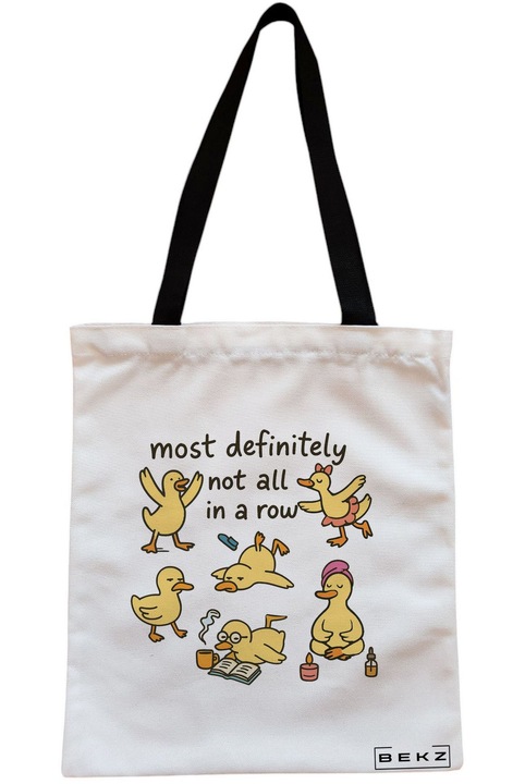 Textiltáska cipzárral, bevásárlótáska, Silly Goose 7 modell, 23x18 cm, fehér, BEKZ®