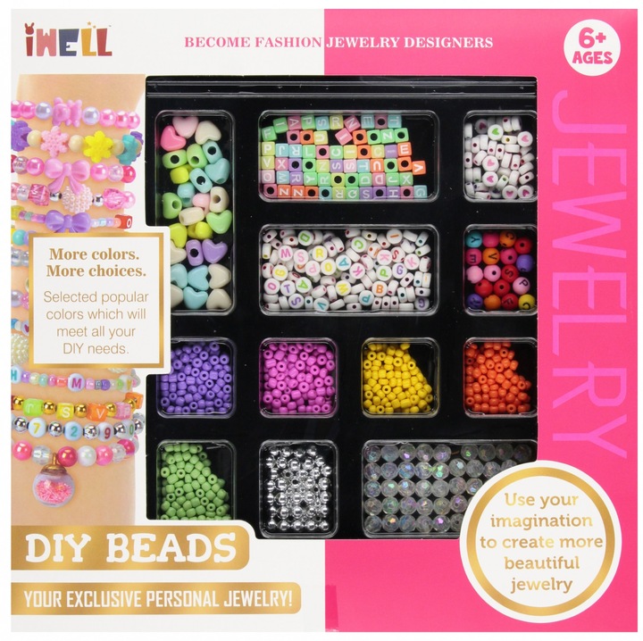 Set de artizanat, Koral, diverse margele, 27x27x4cm, pentru copii 6+