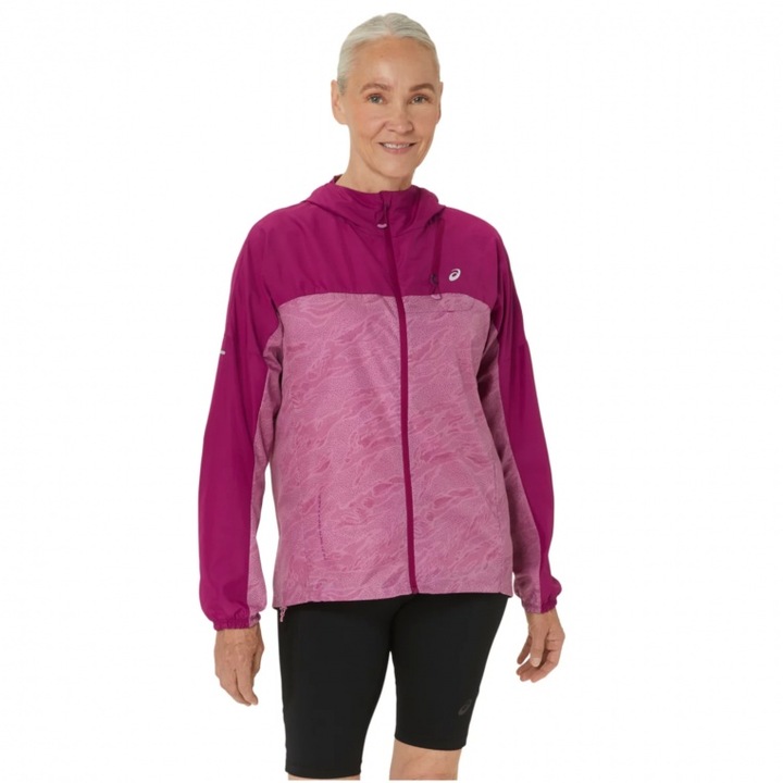Jacheta sport Asics, geaca de vant pliabila, violet, impermeabil, M INTL