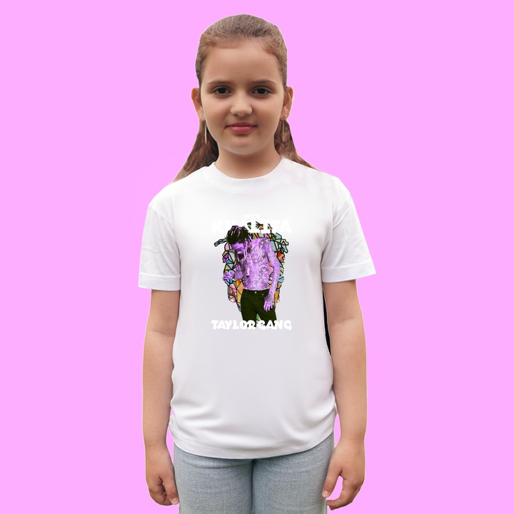 Tricou copii artist trupa Wiz Khalifa Taylor Gang, Alb