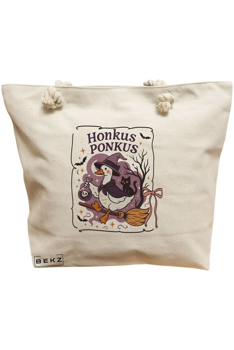 Дамска платнена чанта, модел Silly Goose 3, 40x51 см, кремава, BEKZ®