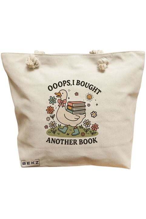 Дамска платнена чанта, модел Silly Goose 6, 40x51 см, кремава, BEKZ®