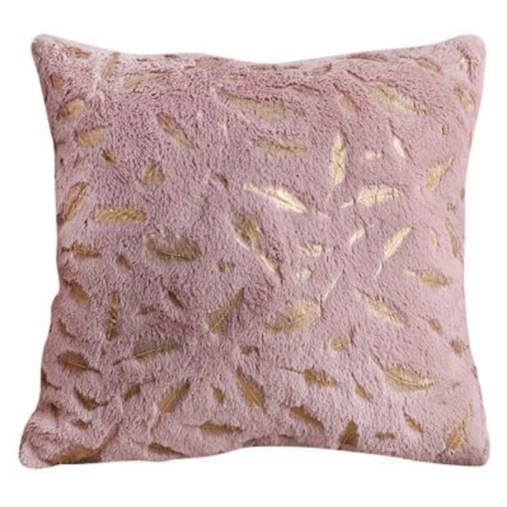 Poszewka decorativa pentru perna, Meble OdNowa, model cu pene, violet, 40x40cm