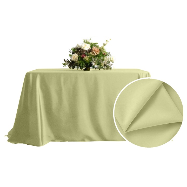 Obrus matowy, 230x230cm, oliwkowa zielen, din velur, rezistent la spalare