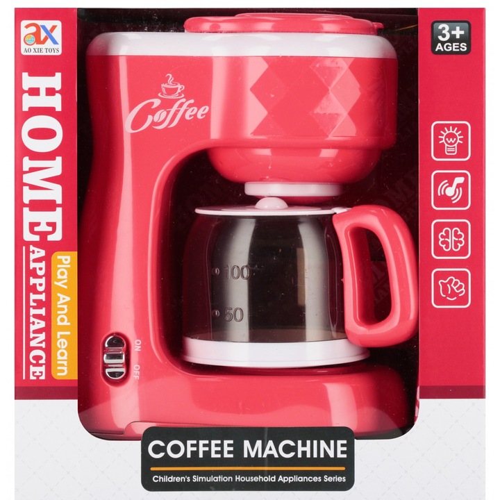 Espressor de cafea, 18x19x10cm, rosu