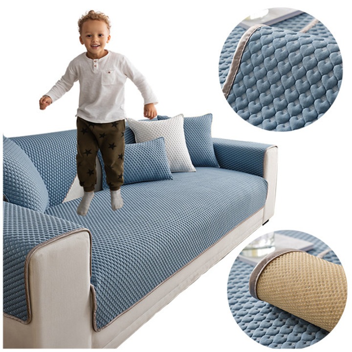 Husa pentru canapea 90x70cm, Meble od Nowa, bleumarin, model inimioare