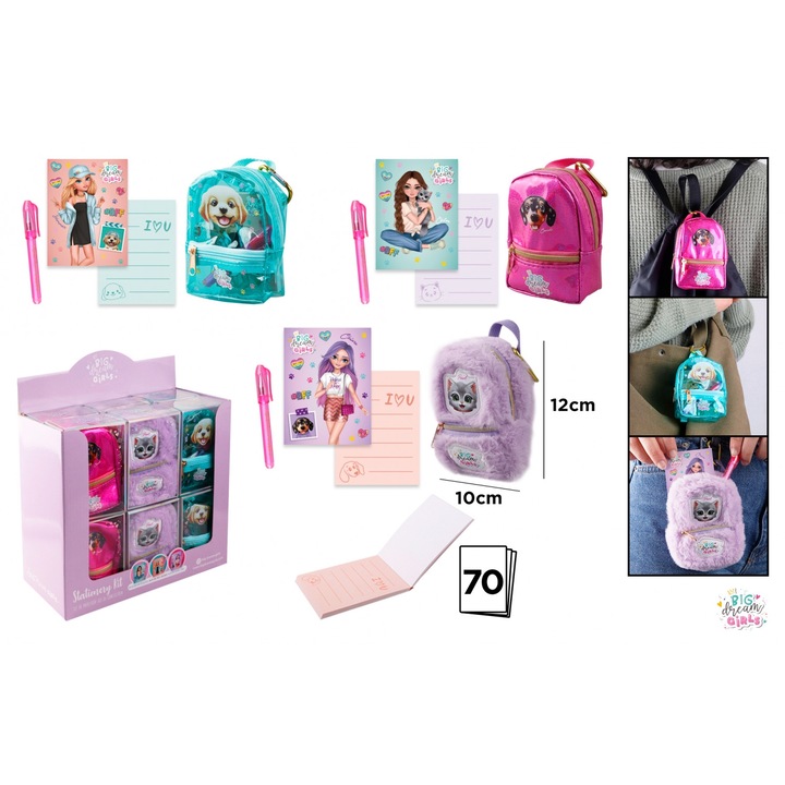 Set de cuburi de hartie si note adezive, 60x80mm, 50 coli, 3 culori: roz, violet, turcoaz