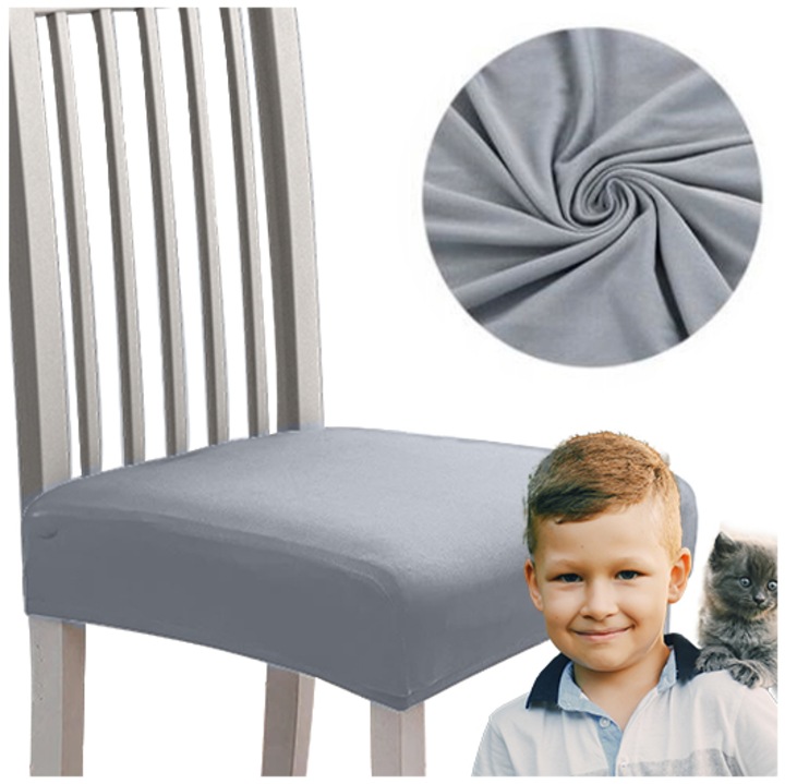 Калъф за седалка на стол Meble OdNowa, Еластичен, Светлосив, 36x47см