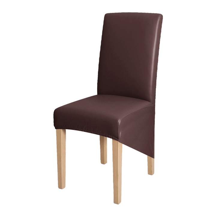 Husa pentru scaun, XXL, piele ecologica, maro, inaltimea spatarului 60-75cm