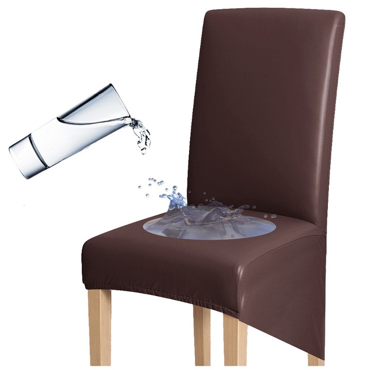 Калъф за стол, XXL, изработен от екокожа, кафяв цвят, размери 60x75см