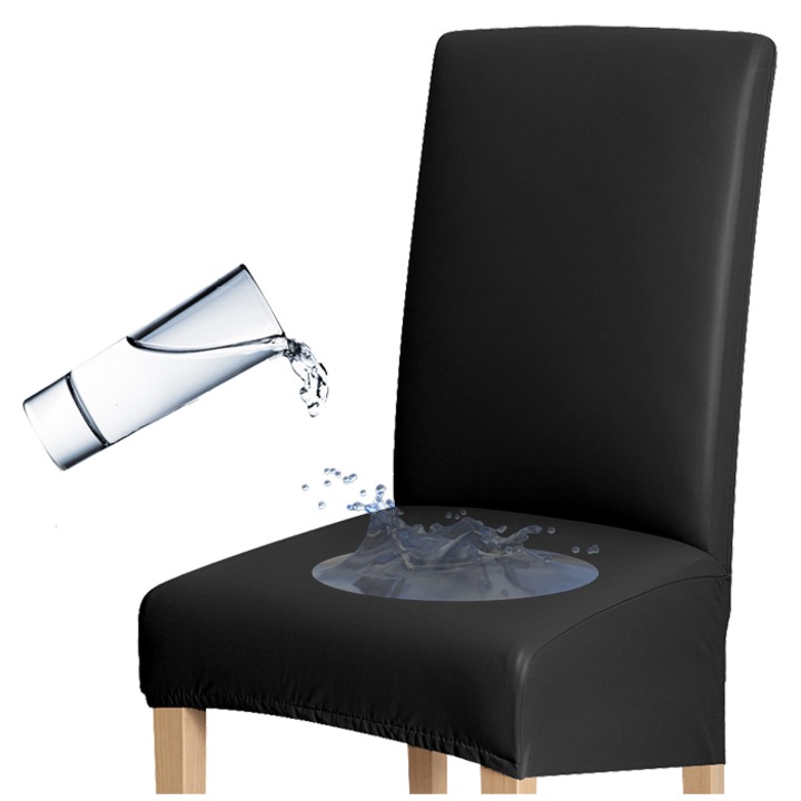 Калъф за стол, Meble OdNowa, изработен от еко кожа, водоустойчив, черен, размер XXL