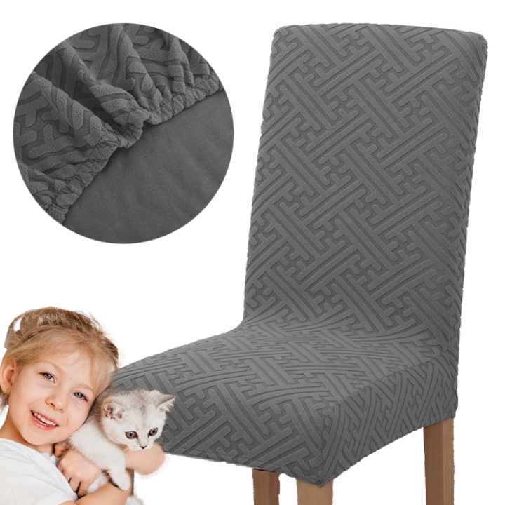 Husa scaun, Meble OdNowa, jacquard, gri