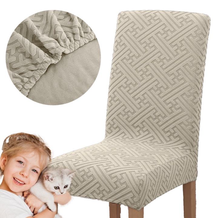 Husa scaun, Meble OdNowa, Material gros, elastic, Crem