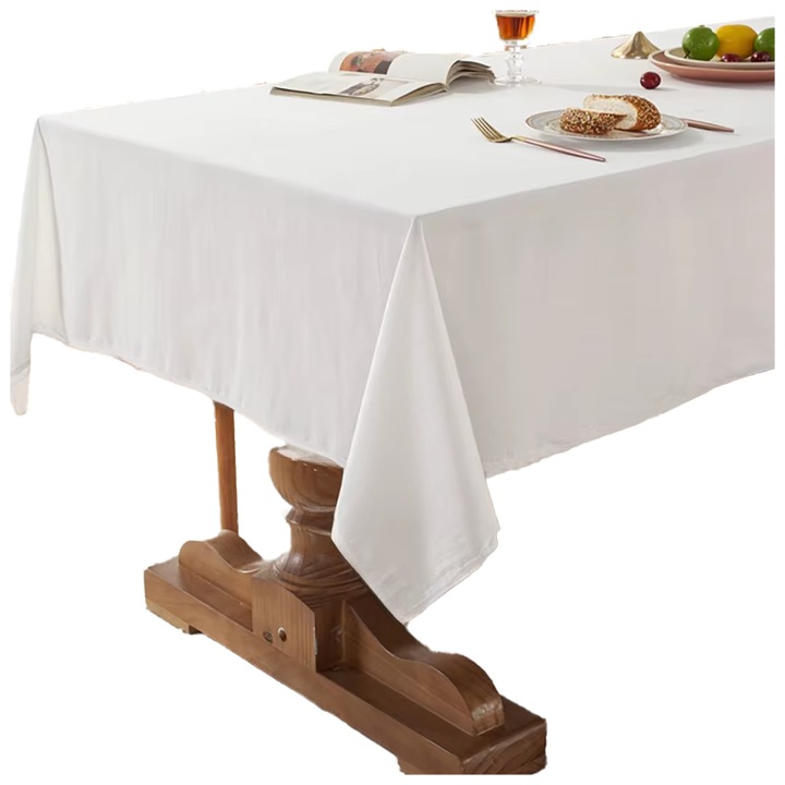 Fata de masa din bumbac, alb, rezistent la spalare, 140x140cm