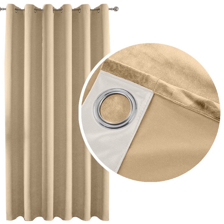 Draperie din velur, Meble od Nowa, 140x250 cm, culoare bej, 90% intunecare