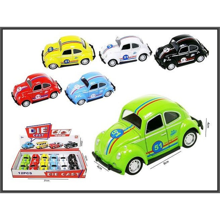 Метална кола Garbus 8 см, комплект от 12 части, многоцветна