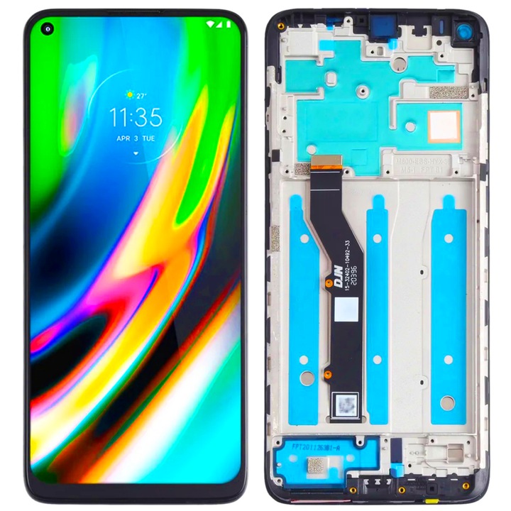 Рециклиран LCD дисплей за Motorola Moto G9 PLUS, 6.81", 1080x2400, черен, с рамка