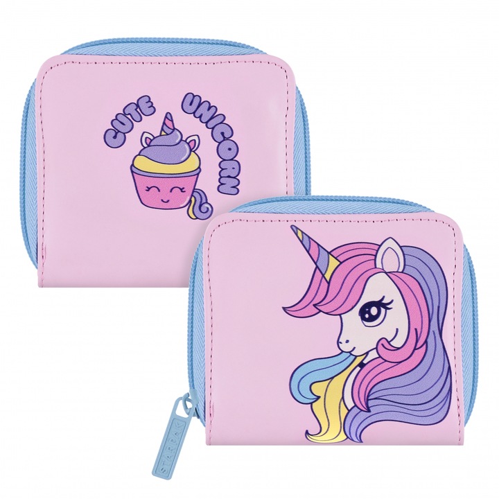 Portofel Unicorn STARPAK, Roz, 9x10x2cm, 3 ani+
