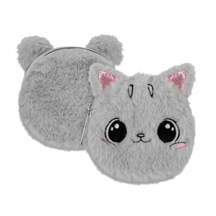 Portmoneu Kitty Plush, 24x72 cm, Gri