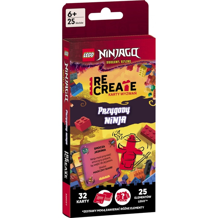 Set de constructie LEGO Ninjago, 32 carti si 25 caramizi, multicolor