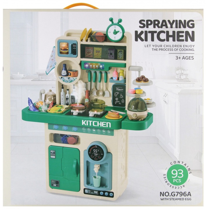 Bucatarie pentru copii, 61x51x18cm, cu sunete si lumini, set complet, multicolor