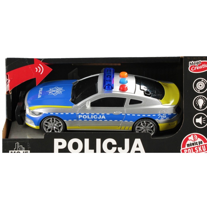 Rendőrautó, Moje Miasto, 21x11x8cm, hang- és fényeffektekkel, 3+ éves kortól gyermekeknek