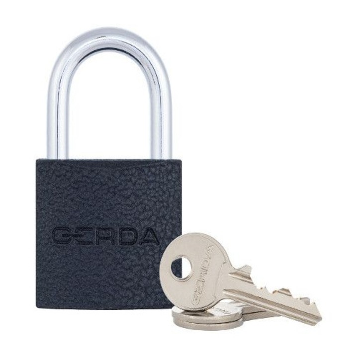 Lacat zavor GERDA IRON LINE S40, corp din fonta, inchis cu zavor, negru, set cu 3 chei