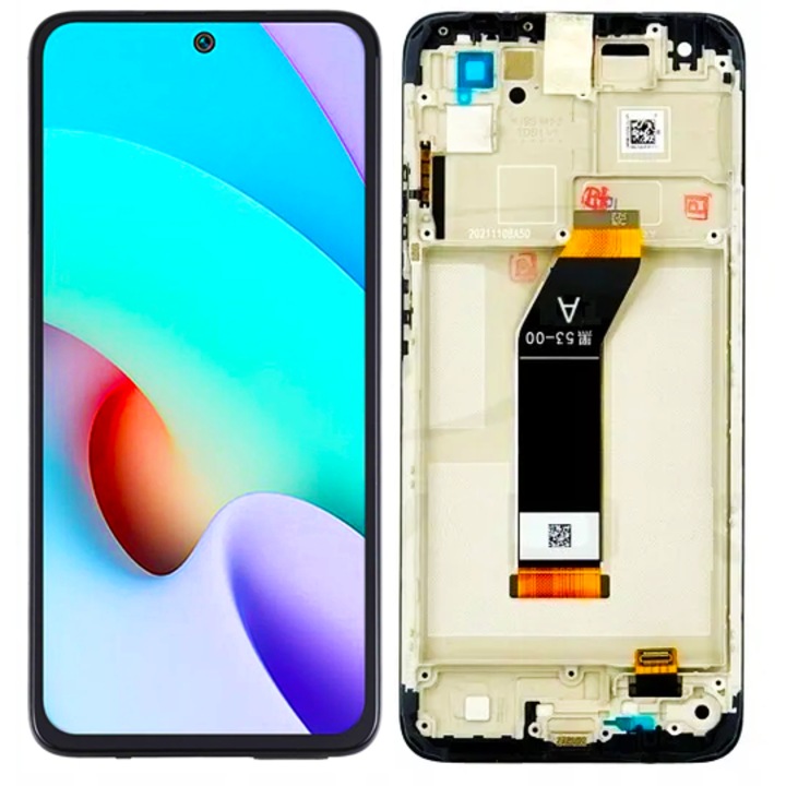 Рециклиран LCD дисплей за Xiaomi Redmi 10 2021, 6.5", черен, с рамка