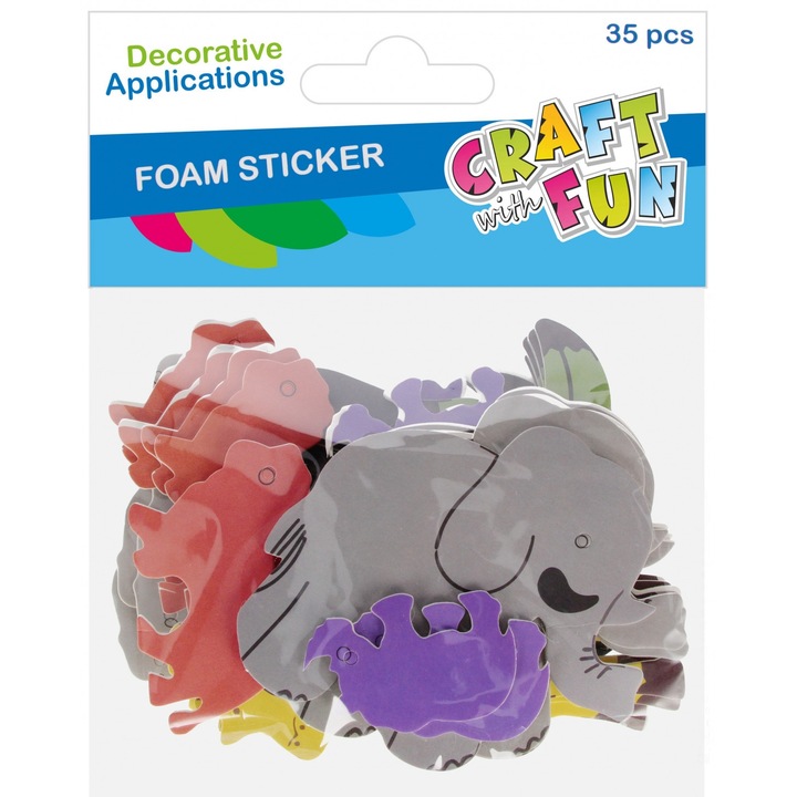 Комплект от 35 цветни стикера от пяна ZOO, многоцветни, 17x18x4см