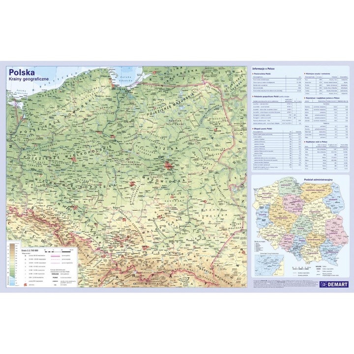 Mousepad, harta fizica a Poloniei, 365x550mm