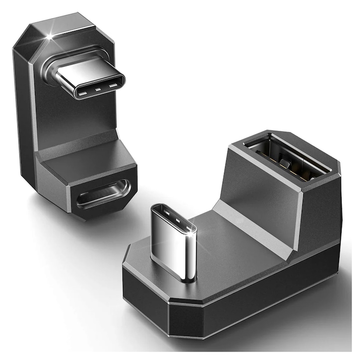 Set adaptoare USB-C JSAUX, 180°, 4K@60Hz, 60W, 10 Gb/s