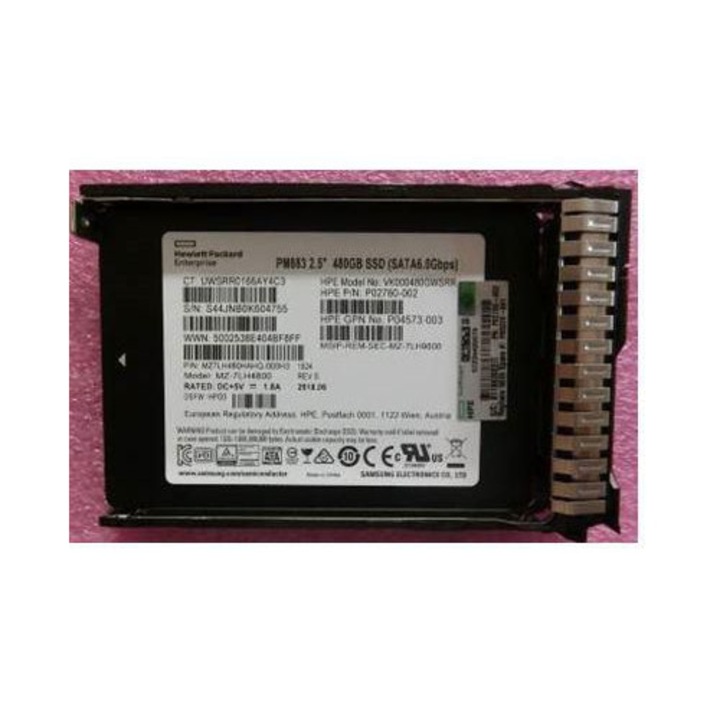 SSD HP Enterprise 480GB SATA 2,5 hüvelykes, olvasásintenzív, intelligens hordozó, digitálisan aláírt firmware