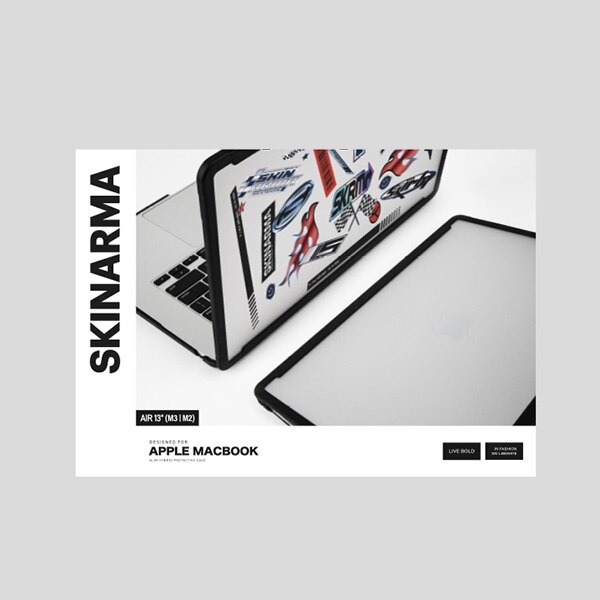Carcasa laptop Skinarma Henko compatibila cu MacBook Air 13 inch (M3 / M2), Transparent