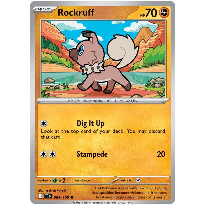 Carte de joc Pokemon, Rockruff, Seria Journey Together, 084/190, Normal