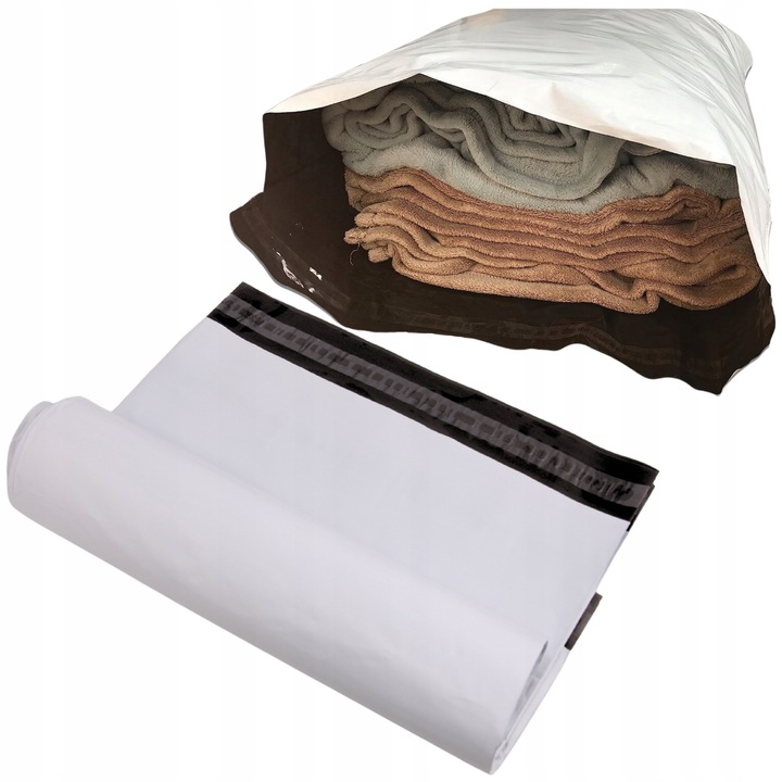 Plicuri ambalare, Wobell, set 50 buc, 750x111mm, alb, 13 microni