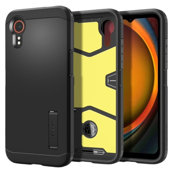 Husa telefon Spigen Tough Armor, cu suport, TPU/PC, protectie socuri, negru, pentru Samsung Galaxy XCover 7 Pro