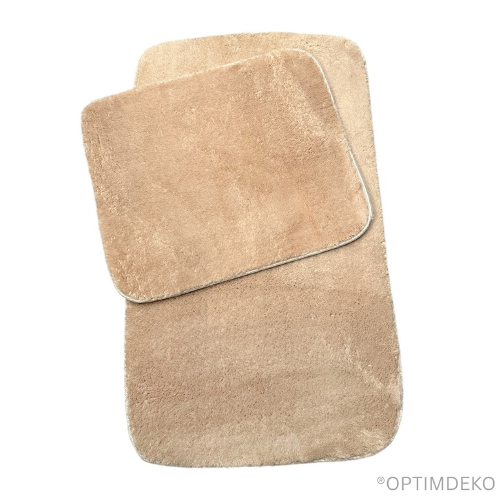 Set Covorase de Baie OPTIM DEKO, Antiderapante, 100x60cm + 60x50cm, Roz Pudrat