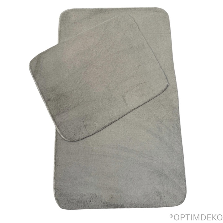 Set Covorase de Baie Ultra-Pufoase si Antiderapante, 100x60 + 60x50 cm, Confort Premium, Gri Deschis