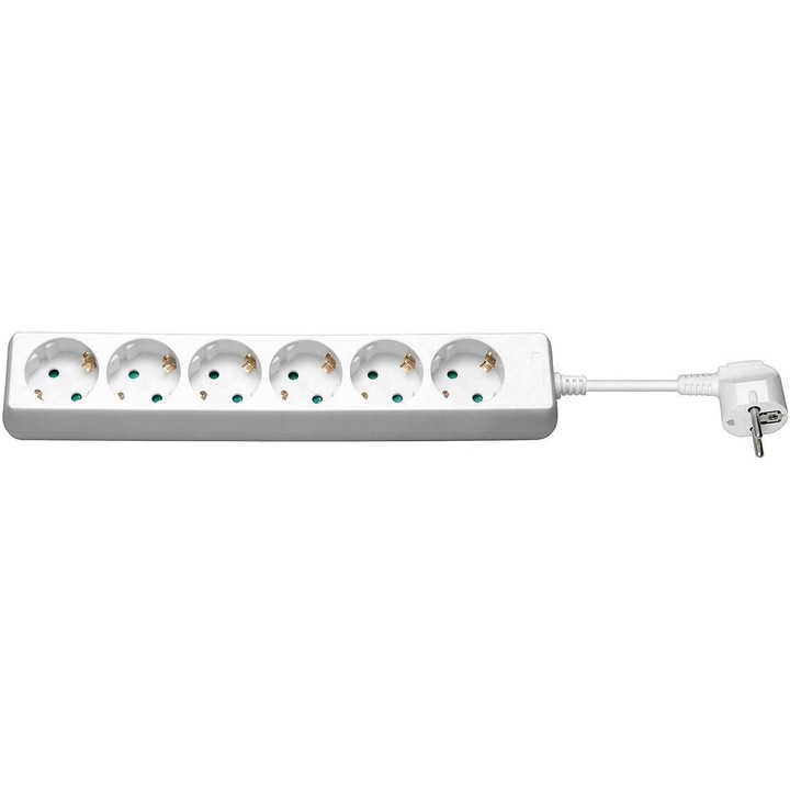 Удължителен кабел MicroConnect 6 шуко контакта бял 1.5 м